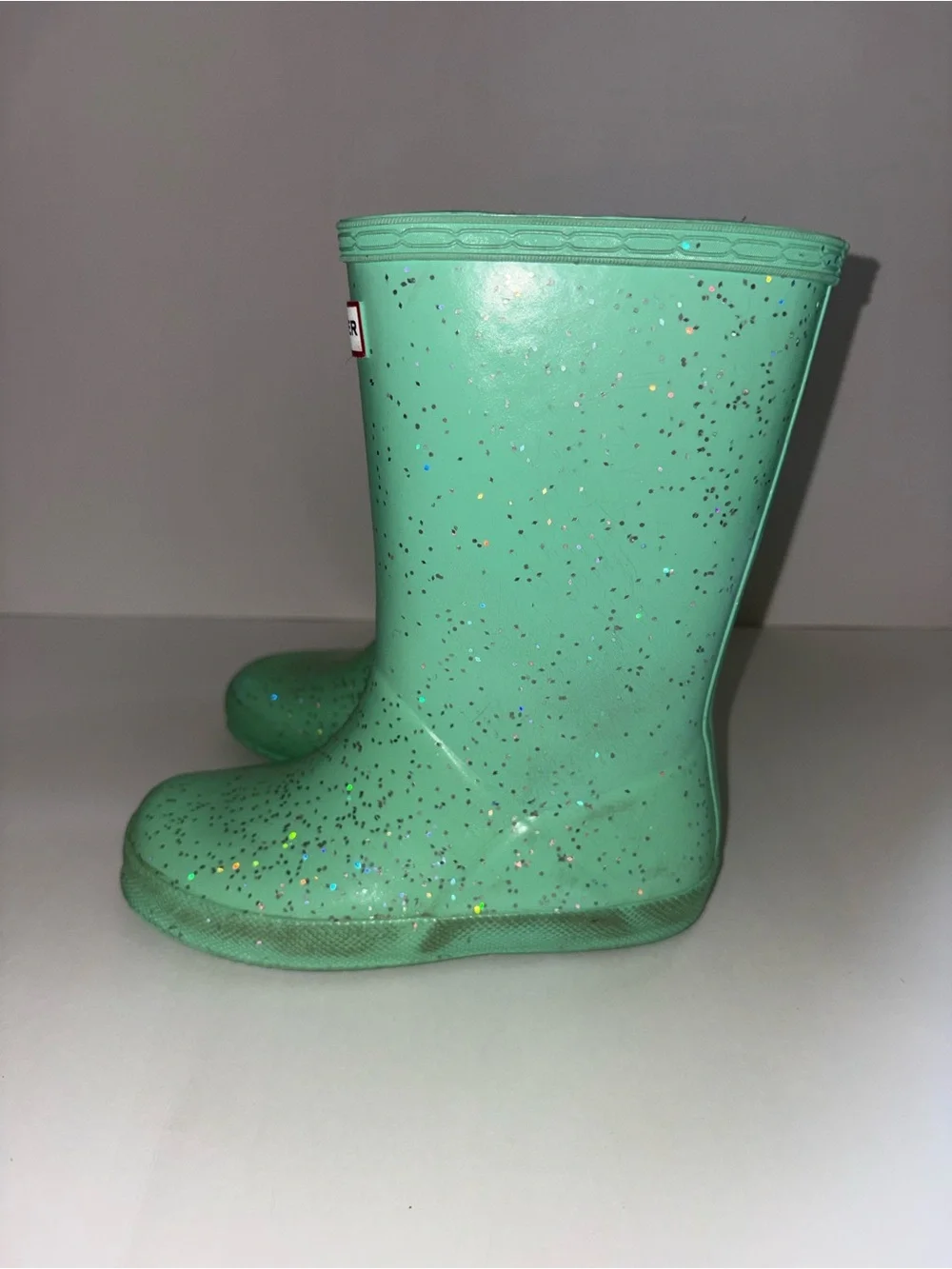 Hunter Kids Mint Green Glitter Rain Boots
